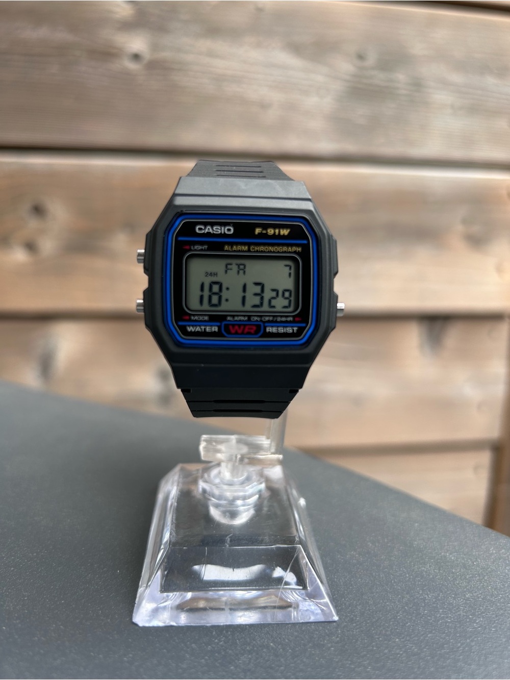 Casio F-91W Digital Watch - Black with Blue Accents